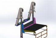 A 3D model of a lift with a ladder attached to it, created by Goodchild Marine.
