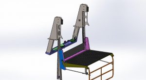 A 3D model of a lift with a ladder attached to it, created by Goodchild Marine.