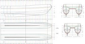 A drawing of a boat by Goodchild Marine.