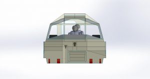 A 3d model of a Goodchild Marine vehicle with a person inside.