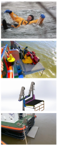 A collage of pictures showing different types of rescue equipment manufactured by Goodchild Marine.